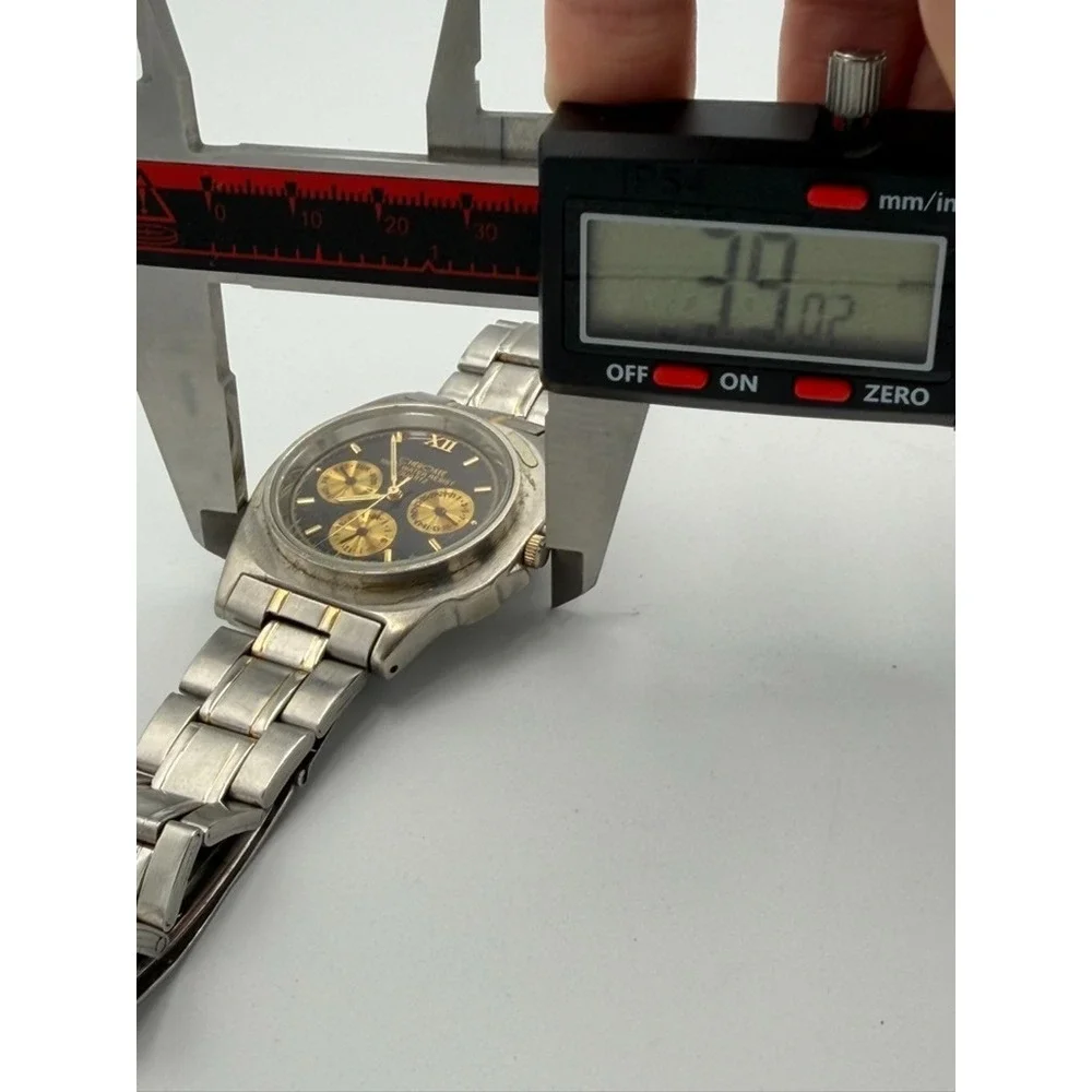 Cherokee Quartz Watch Mens Day Date 24H Gold Tone Steel Japan Movt Running